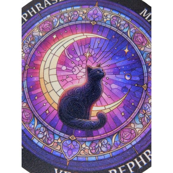 Mystical Cat Pendulum Board 6" - Reversible Coaster & Divination - New - Picture 4 of 8